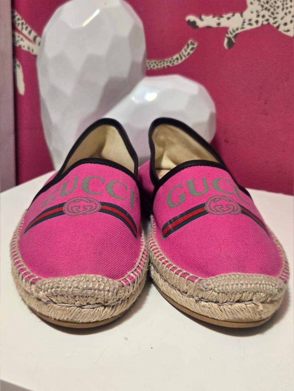 EUC GuccI Pilar Pink Canvas Logo Espadrilles Size 10 USA - Picture 8 of 12